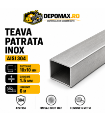 Teava patrata inox AISI 304, 10 x 10 x 1.5 mm, 6 metri Teava patrata inox AISI 304, 10 x 10 x 1.5 mm, 6 metri